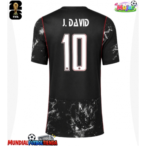 Camiseta Canadá Jonathan David #10 Segunda Equipación Replica Mundial 2026 para mujer mangas cortas